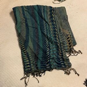 Striped Multicolor Scarf with Fringe